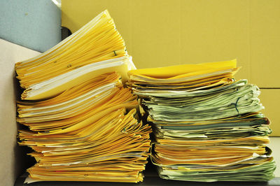 Stack of papers on table