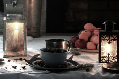 Close-up of coffee on table at home