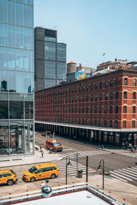 High angle view of buildings in city