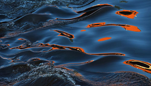 Full frame shot of rippled water at sunset