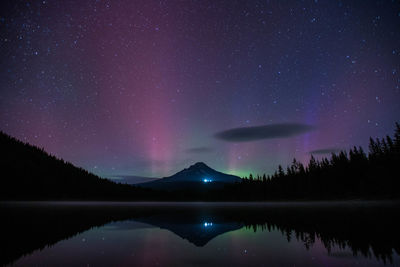 Scenic view of lake against sky at night