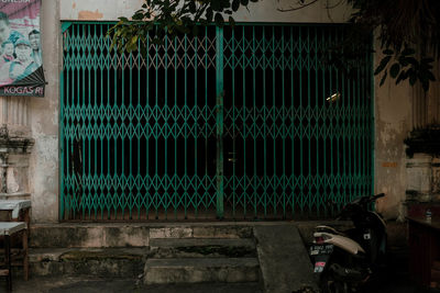 Closed door of abandoned building