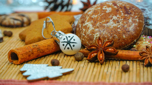 Close-up of cookies on table