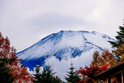 Scenic view of mountains against cloudy sky