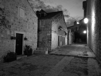 View of illuminated buildings at night