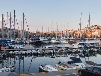 Piraeus, greece - september 2018. yachts, sailboats and other nautical vessels in the harbor