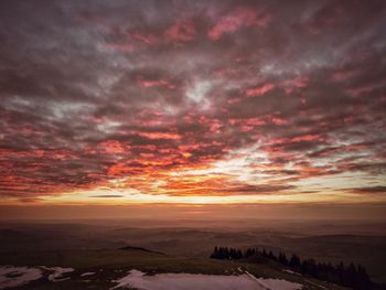 Scenic view of dramatic sky during sunset