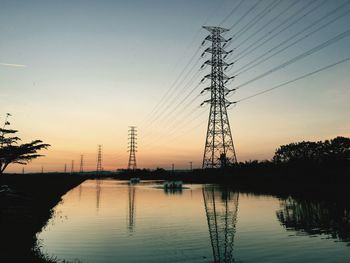 Electricity pylon at sunset