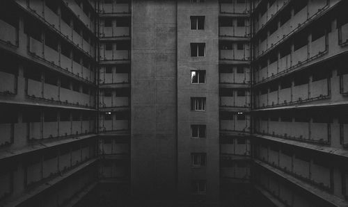 Full frame shot of modern building at night