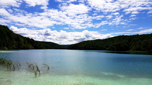 Scenic view of lake against sky