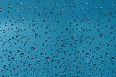 Full frame shot of water drops on window