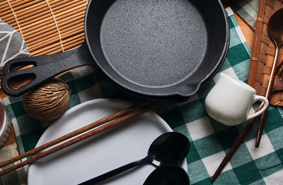 The kitchen utensils on the table