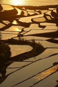 High angle view of shadow on beach