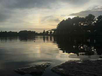Scenic view of sea at sunset