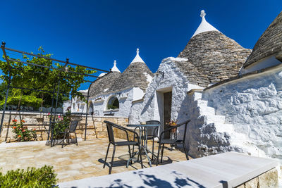 Traditional building against clear blue sky