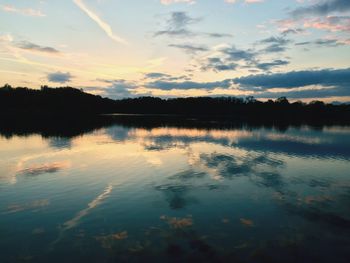 Scenic view of lake during sunset