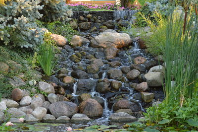 Stone wall in park