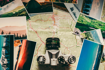 Low angle view of camera on paper