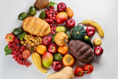 High angle view of vegetables on white background