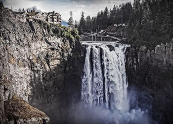 Low angle view of waterfall