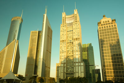 Skyline of office buildings at lujiazui financial district, pudong, shanghai, china, asia