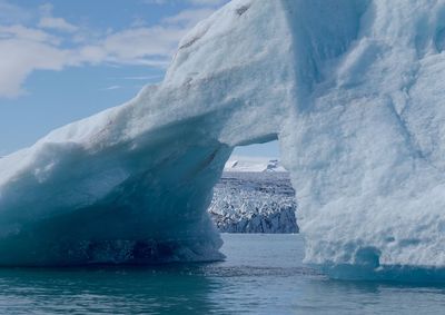 Scenic view of iceberg melting in the sun