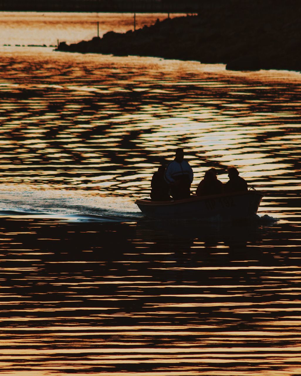 water, nature, silhouette, sunset, outdoors, nautical vessel, real people, men, sea, beauty in nature, day, one person, people