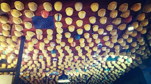 Low angle view of multi colored lanterns