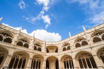 Low angle view of jeronimos monastery against sky