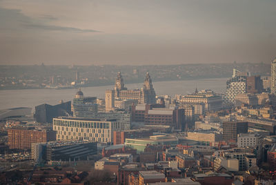 High angle view of cityscape against sky