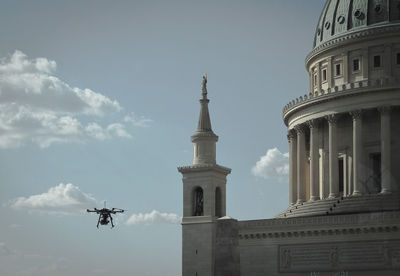 Video drone next to historical church