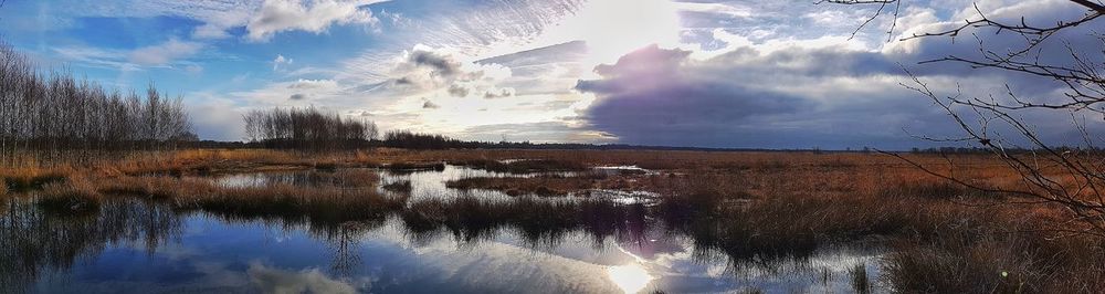 Panoramic view of lake against sky