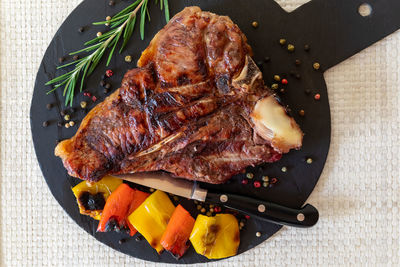 High angle view of food on table