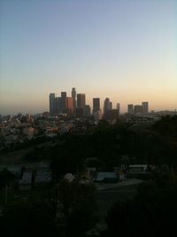 Cityscape against clear sky