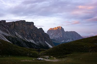Scenic view of rocky mountains against sky