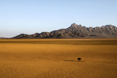 Scenic view of arid landscape against clear sky
