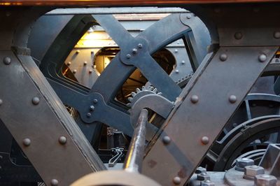 Close-up of train on railroad track