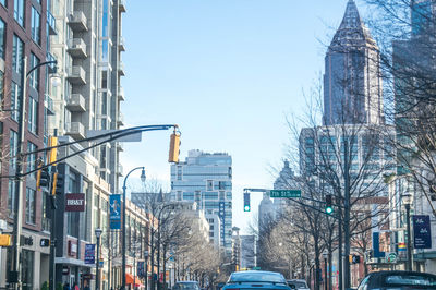 Panoramic view of city against clear sky