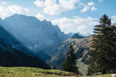 Scenic view of mountains against sky