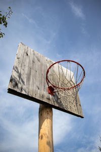 Low angle view of basketball hoop against sky
