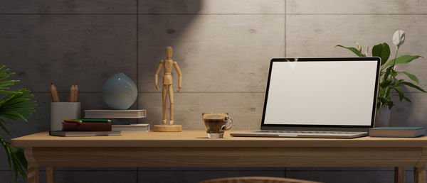 View of laptop on table