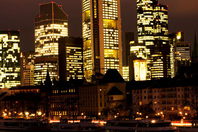 Illuminated cityscape at night