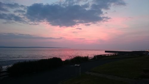 Scenic view of sea at sunset