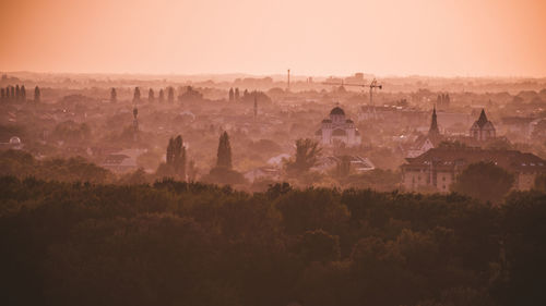 Panoramic view of city buildings against sky