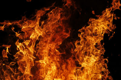 Close-up of fire at night