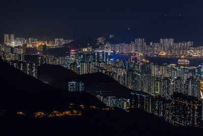 Illuminated cityscape at night