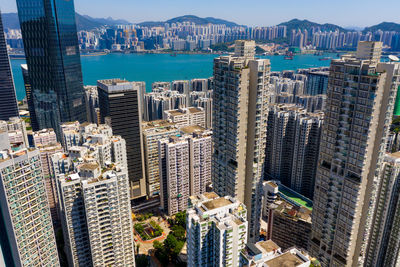 Aerial view of buildings in city