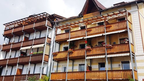 Low angle view of residential building against sky