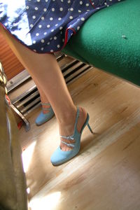 Woman blue height hill  shoes 