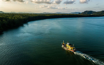 High angle view of sea against sky